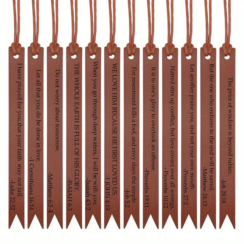 Marcadores de cuero cristianos hechos a mano