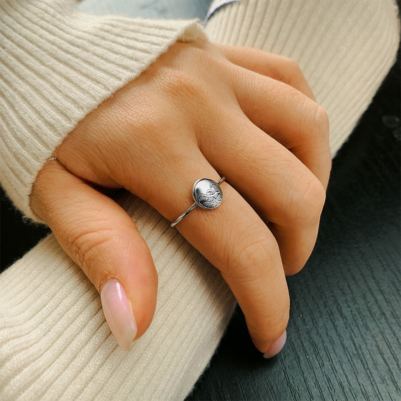 Psalms 143:10- "Spirit Lead Me" -Minimalist Wavy Bridge Round ring