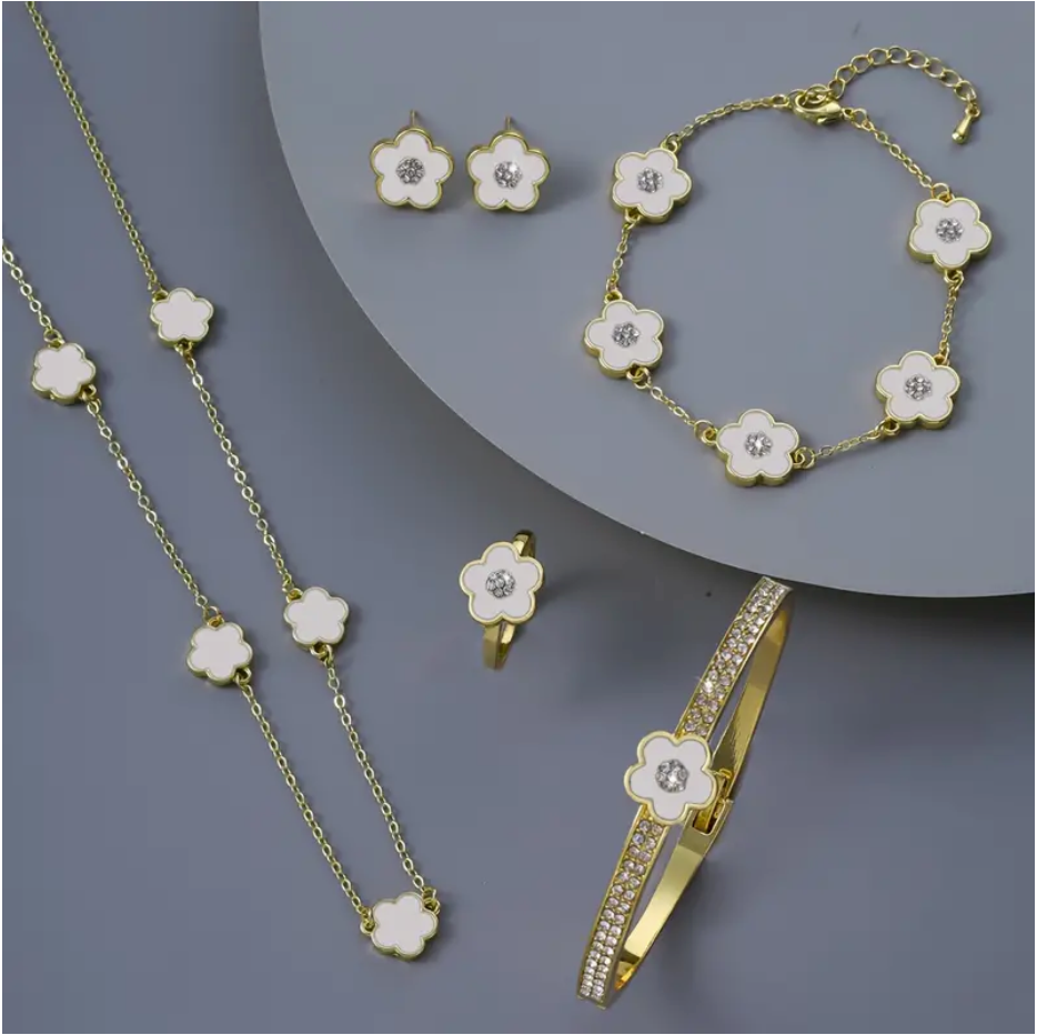 Blossom Daisy - Set bracelets, ring, earrings, and necklace