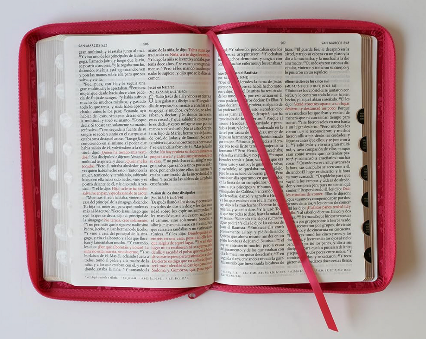 Biblia Reina Valera 1960 letra grande. Símil piel fucsia, cremallera, índice, ma nual / Spanish Bible RVR 1960.