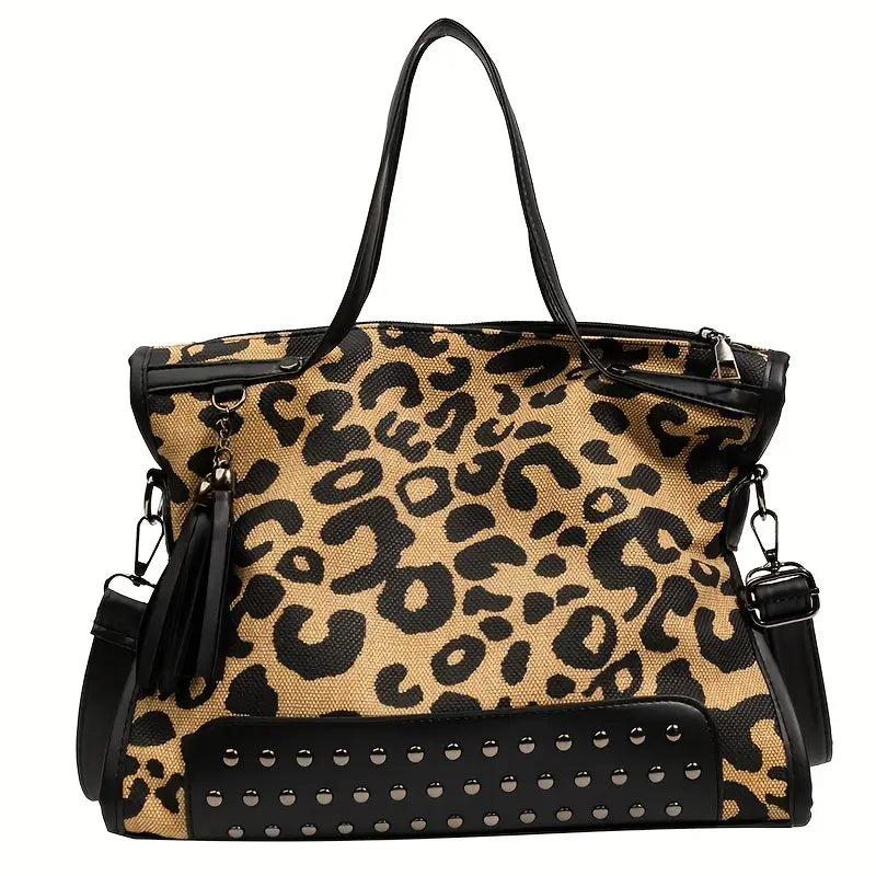 Jeremiah 25:30 Noir Leopard Tote Bag