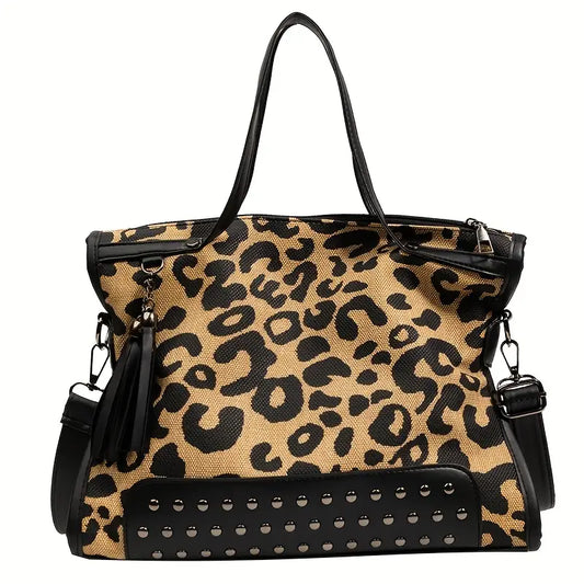 Jeremiah 25:30 Noir Leopard Tote Bag