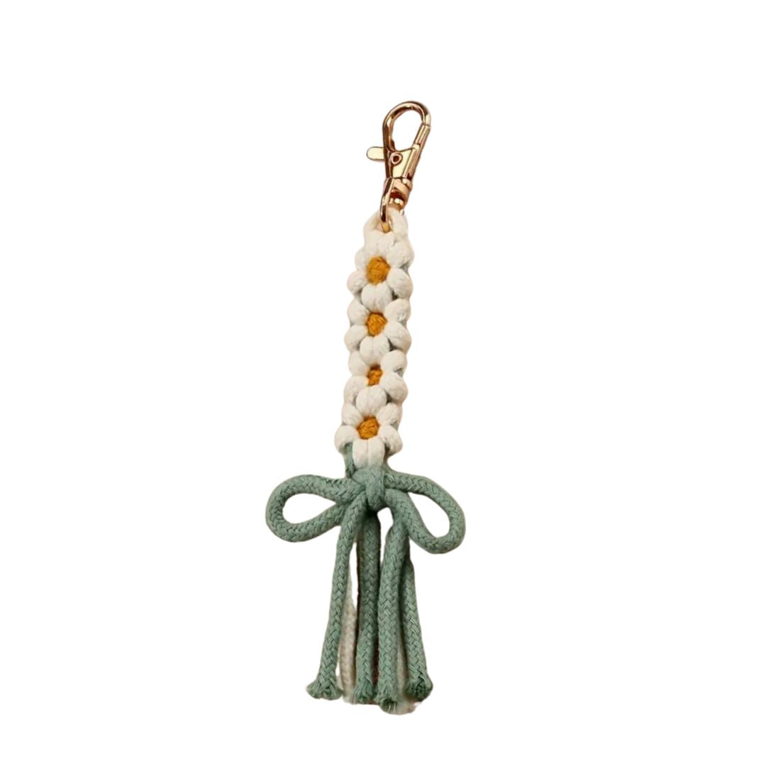 Daisy Flower Tassel Keychain Cute Weaving Key Chain Ring