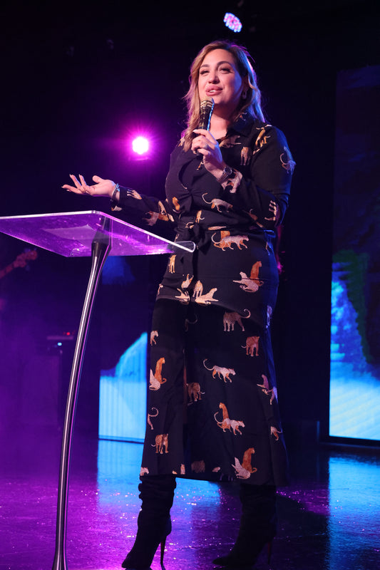 Luciana's  fierce and fabulous Leopard Print Button Front Dress