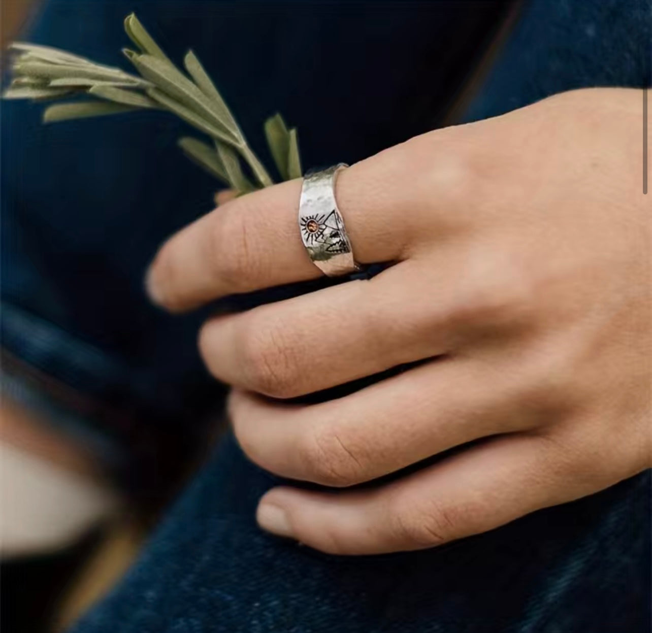 Psalm 24:3- vintage mountain and sunset ring