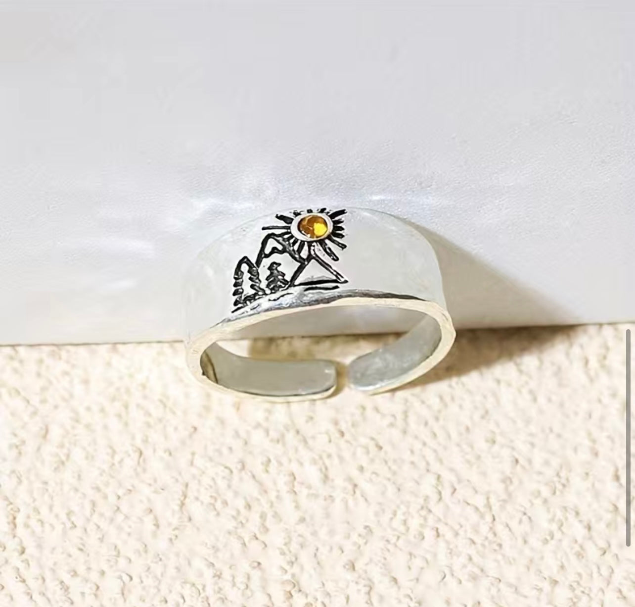 Psalm 24:3- vintage mountain and sunset ring