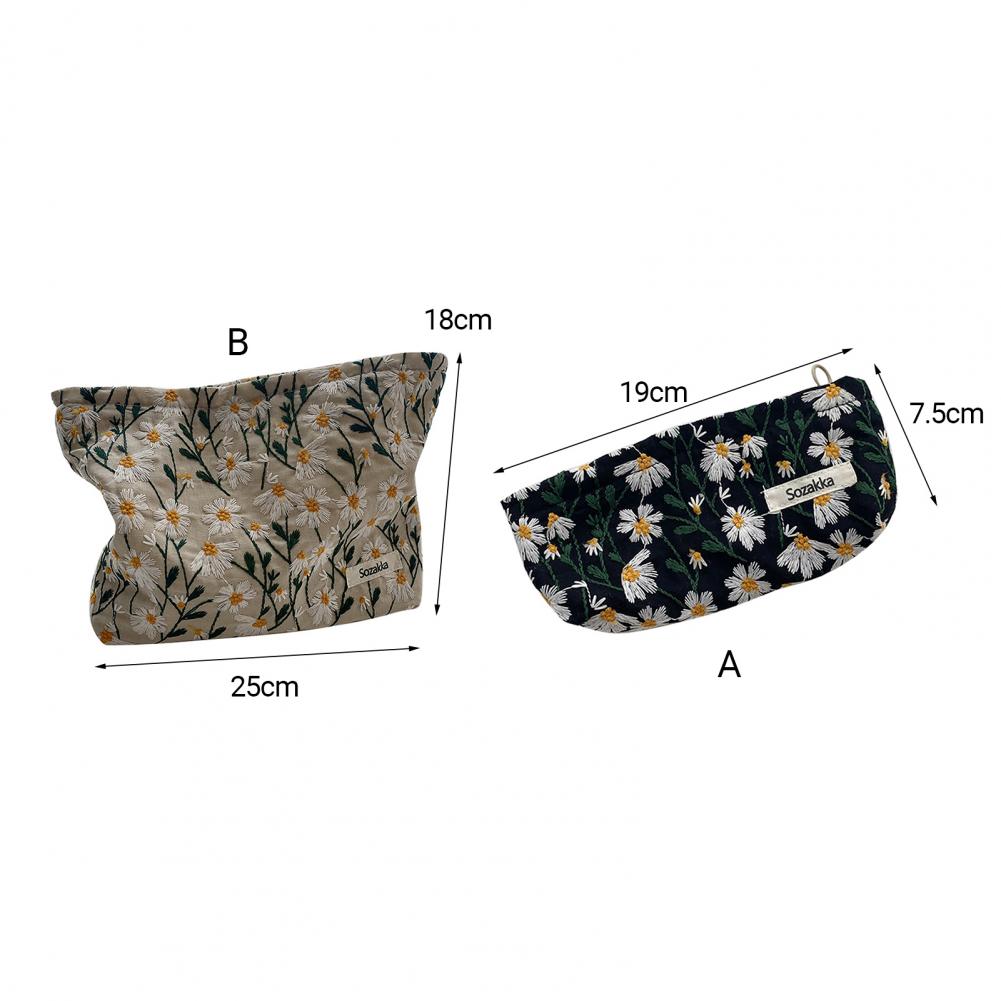 Neceser de maquillaje para niña, impermeable, de gran capacidad, diseño artístico, bordado 3D, estuche de lápices de flores pequeñas, bolsa de almacenamiento de maquillaje de viaje para mujer