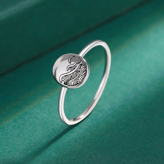 Psalms 143:10- "Spirit Lead Me" -Minimalist Wavy Bridge Round ring