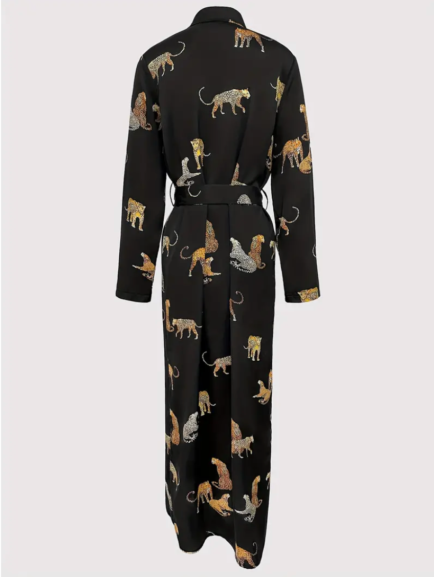 Luciana's  fierce and fabulous Leopard Print Button Front Dress