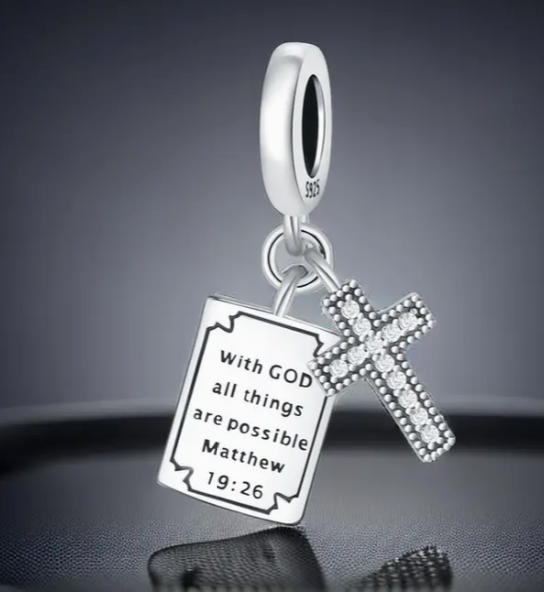 Holy Girl - Bible Cross  Genuine 925 Sterling Silver Pendant
