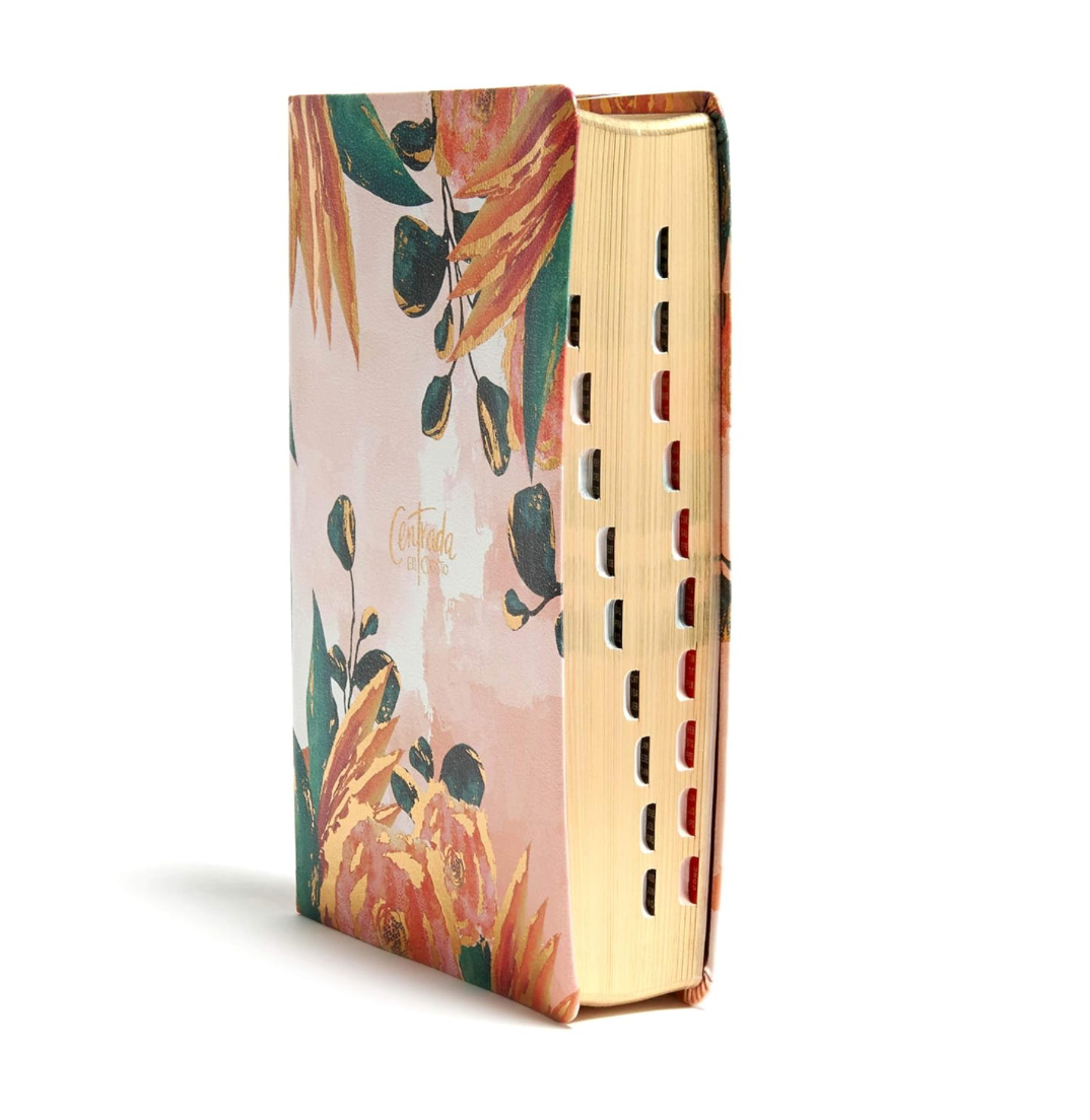 Biblia Reina Valera 1960 Devocional Centrada en Cristo Floral, símil piel con índice | RVR1960